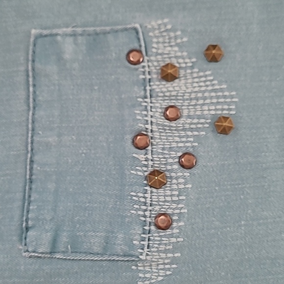 LOGO by Lori Goldstein Light Teal Blue Distressed Straight Leg Jeans size 16 - Picture 7 of 11